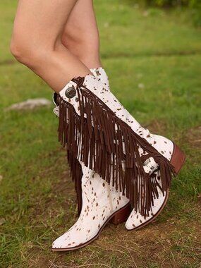 Cow Print Western Boots